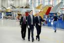 VISIT: Chancellor of the Exchequer George Osborne, centre, during his visit to BAE Systems