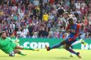 Off the mark: Wilfried Zaha opened his Premier League account for the season with the winner at Middlesbrough on Saturday