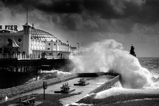 Argus Looking Back SeriesLB-10Heavy seas crash over the groyne by the Palce Pier in Brighton Photograph taken by Simon Dack 29 August 1992Argus Archive