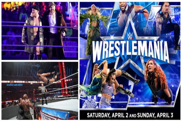 WWE WrestleMania, featuring stars including Drew McIntyre and Ridge Holland, will be in action in the ring this weekend
