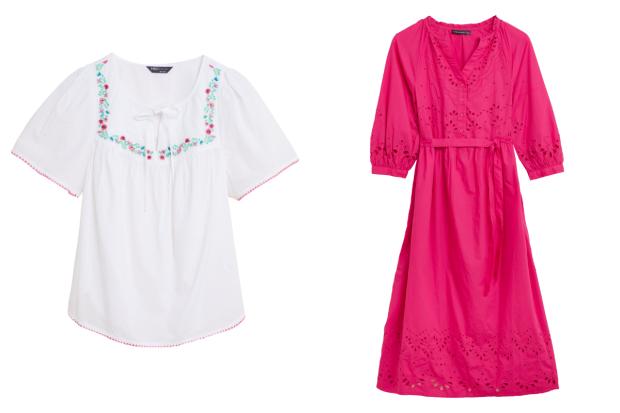 Redhill And Reigate Life: (Left) M&S Collection Embroidered Blouse and (right) M&S Collection Broderie Midi Dress (Marks and Spencer/Canva)