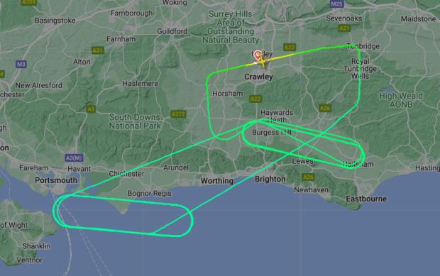 Redhill And Reigate Life: The flight path of VY6227: credit - Flightradar24.com