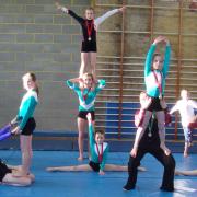 The gymnasts going through their paces