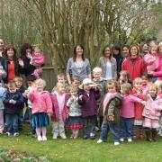 Youngsters at Horley Row Community Pre-school line up for their Easter egg hunt
