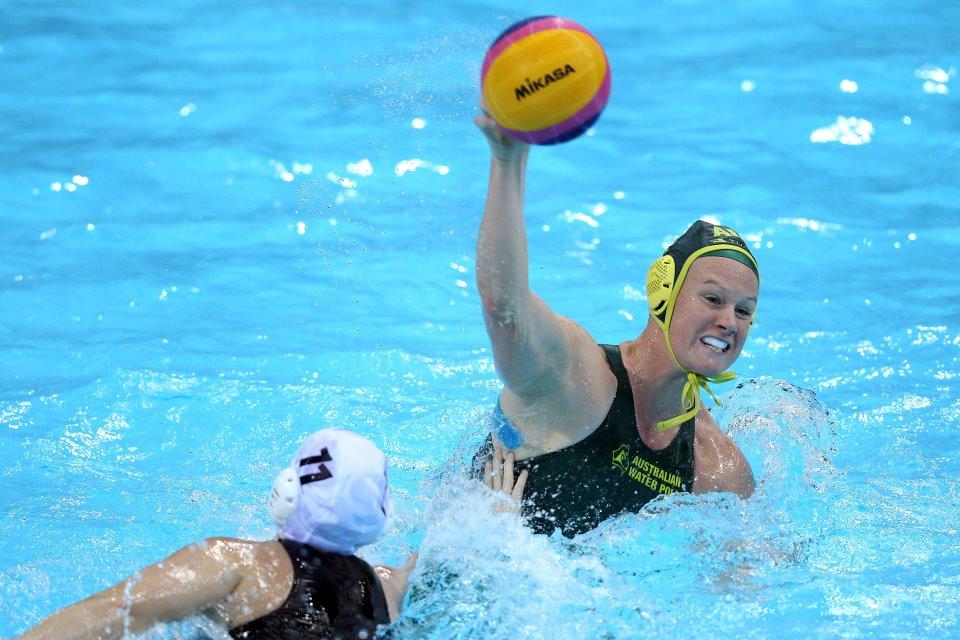 Preparing for the Games: Rowena Webster of Australia takes part in the Visa Water Polo International test event at the Water Polo Arena...