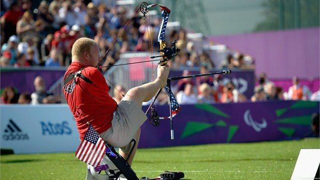 USA's Matt Stutzman winning silver for Archery at the Paralympics...